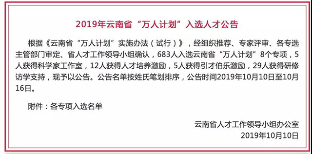 勐库戎氏总经理戎玉廷先生入选2019年云南省万人计划荣获首席技师称号