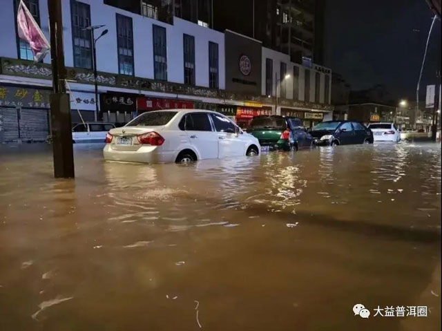 暴雨袭击东莞茶叶市场