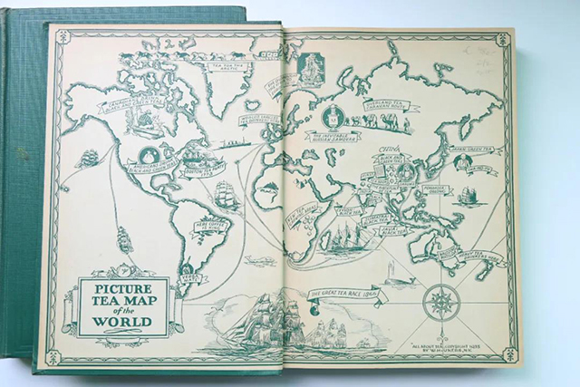 1935年版茶叶全书封面封底的世界茶叶地图