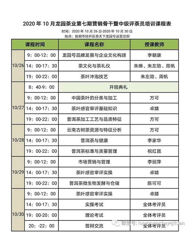 龙园茶业第七期营销骨干暨国家评茶员培训班