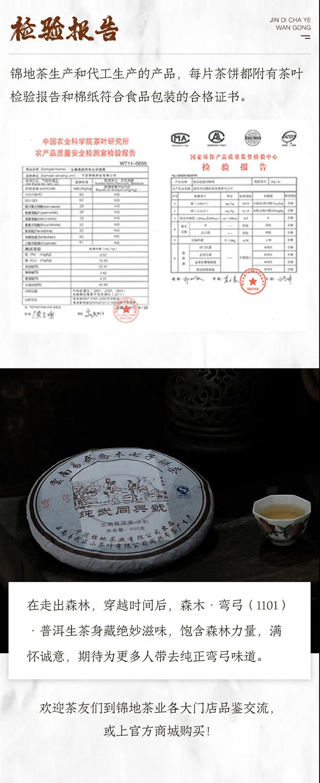 锦地茶业2011森木弯弓普洱茶