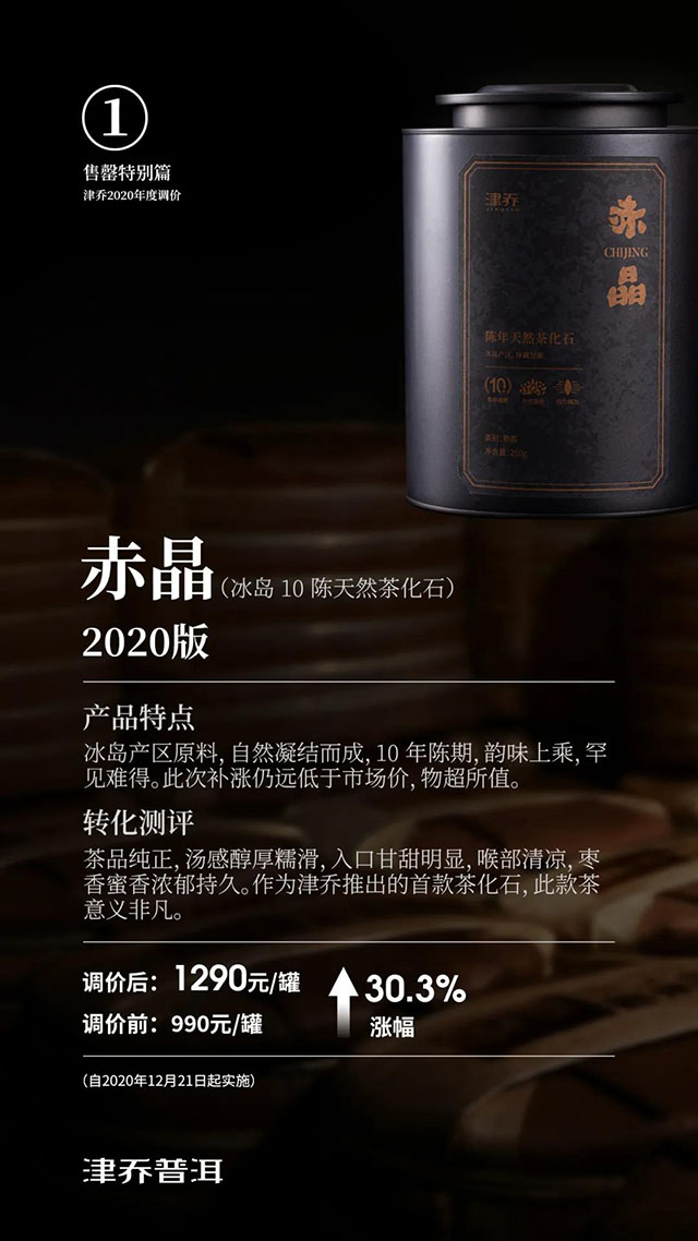 津乔普洱茶2020版赤晶天然茶化石