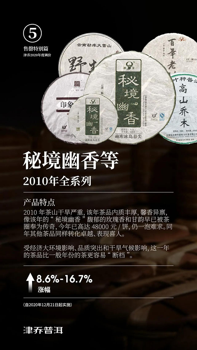 津乔普洱茶2010年秘境幽香等全年产品