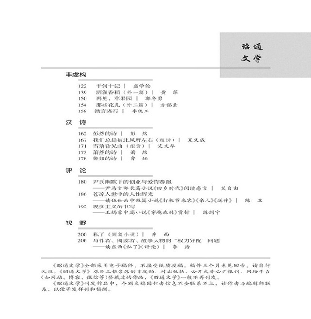 昭通文学2021年第1期目录