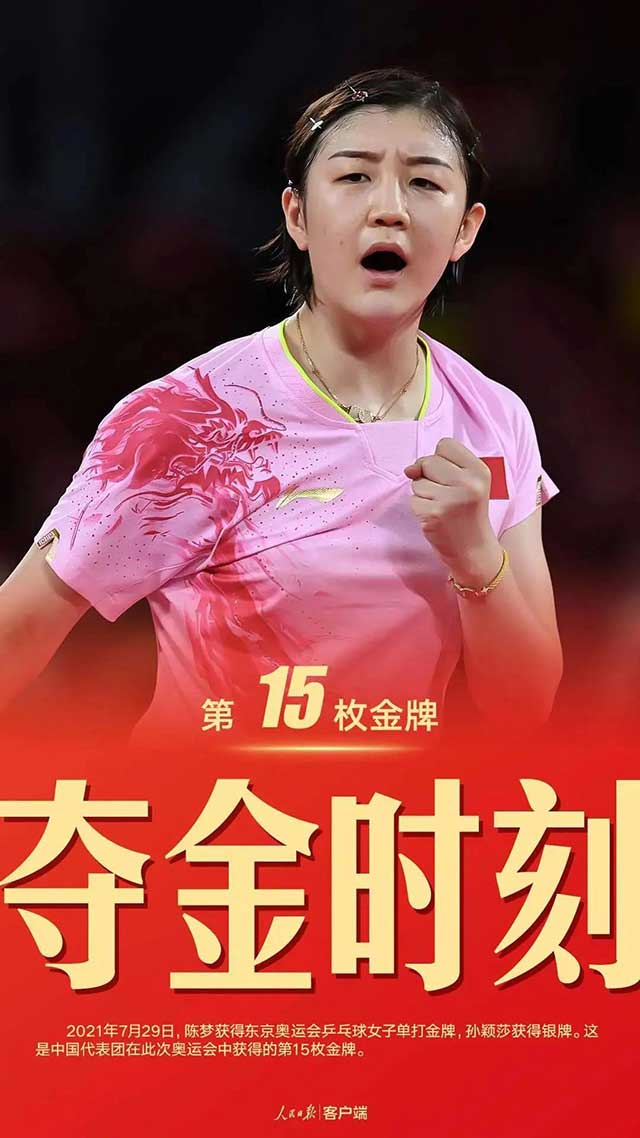 东京奥运会乒乓球女单冠军陈梦