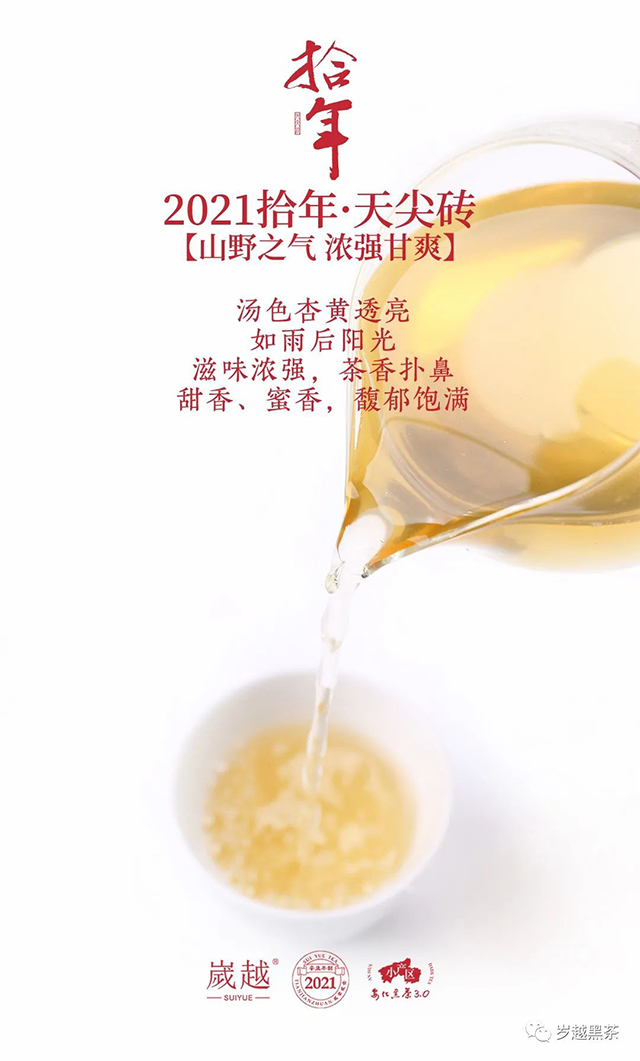 岁越黑茶2021拾年天尖砖