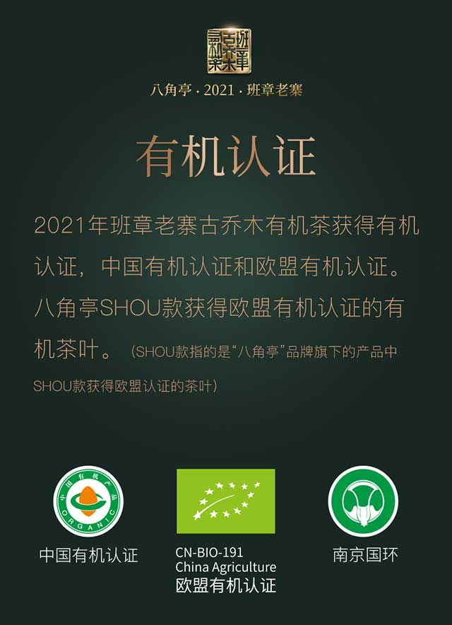 八角亭2021年六星班章老寨古乔木有机茶