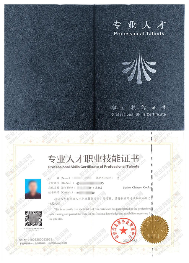 证书样本实际证书样式及内容以官方最新标准为准