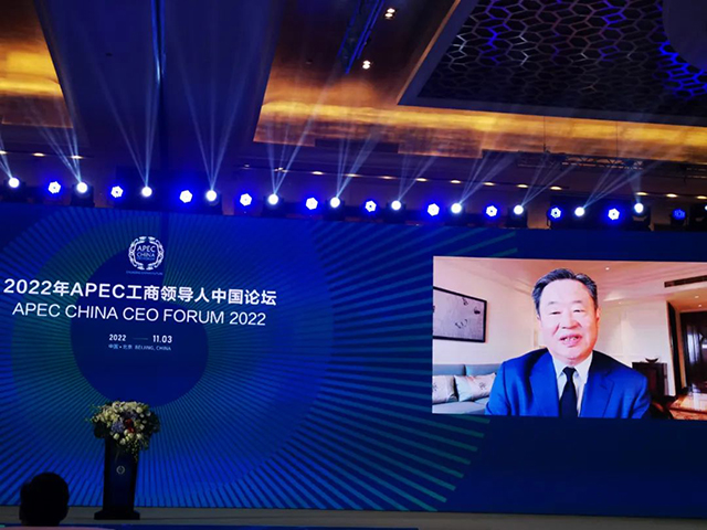 APEC中国工商理事会主席宁高宁通过视频发表讲话