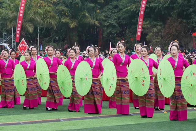 江城乡镇代表队方阵亮相开幕式