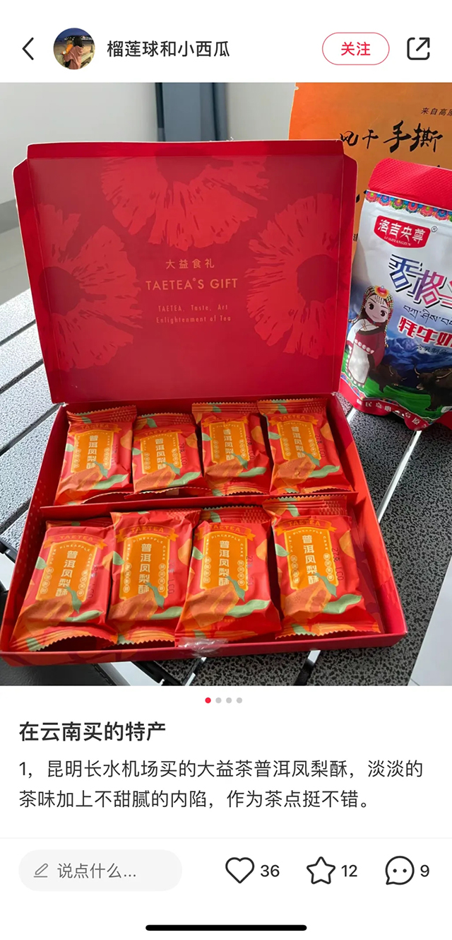 云南伴手礼大益普洱凤梨酥