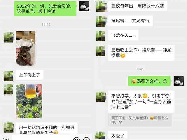 沈总近日品鉴蓝版2022摆尾箐古树小饼