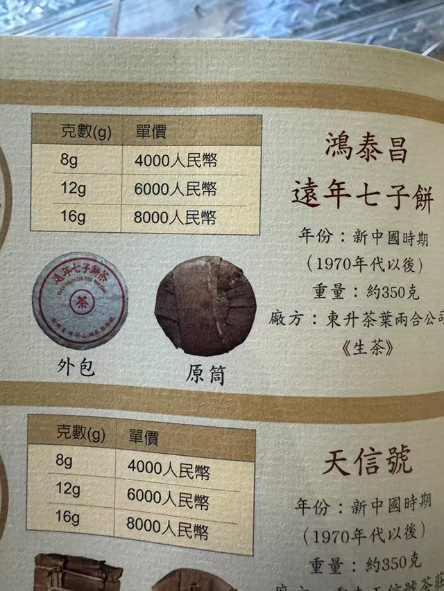 图为70年代鸿泰昌远年七子饼生茶