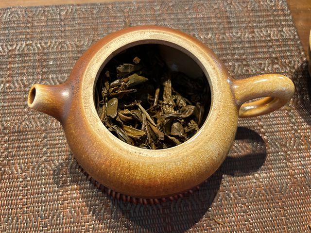 图为普洱茶厂永年九九绿古乔青饼